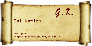 Gál Karion névjegykártya